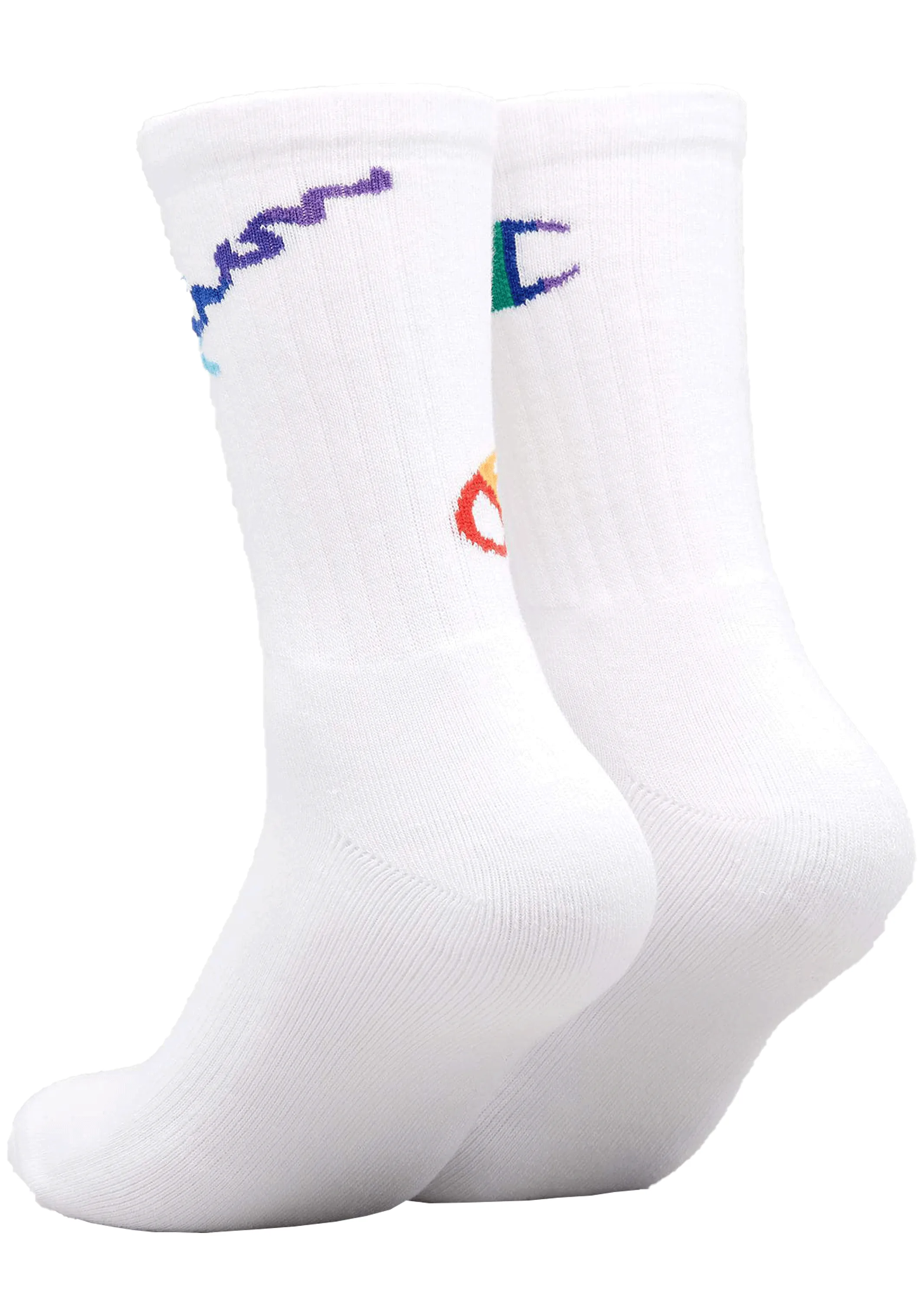 Champion C Logo Pride Crew Socks 2Pack BLK/WIT  SXMA2N WHITE