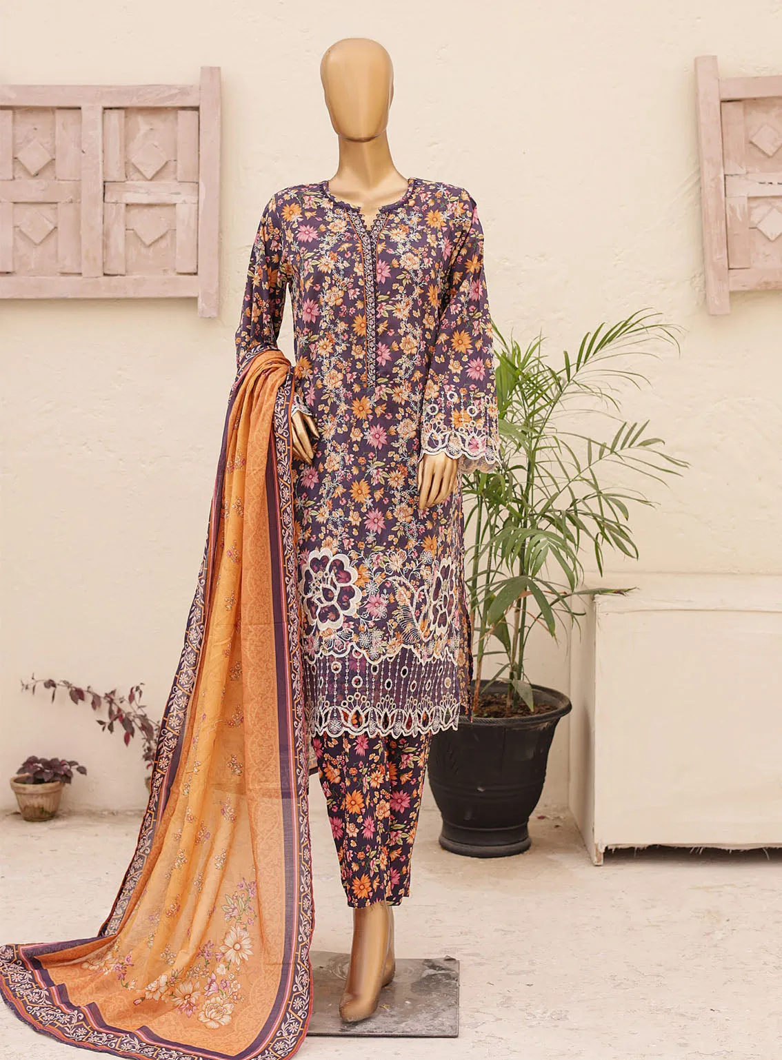 Chand Bagh By Bin Saeed Embroidered Lawn 3 Piece Stitched Suit  - BS24CBEL D-32