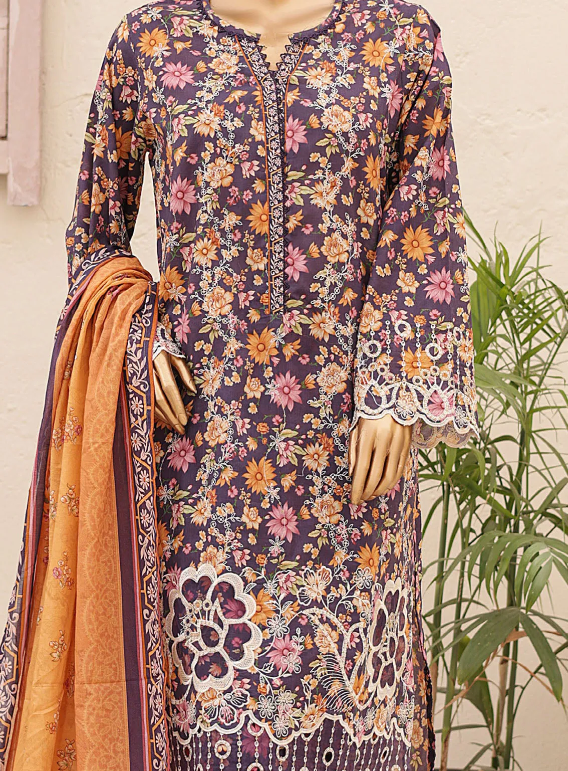 Chand Bagh By Bin Saeed Embroidered Lawn 3 Piece Stitched Suit  - BS24CBEL D-32