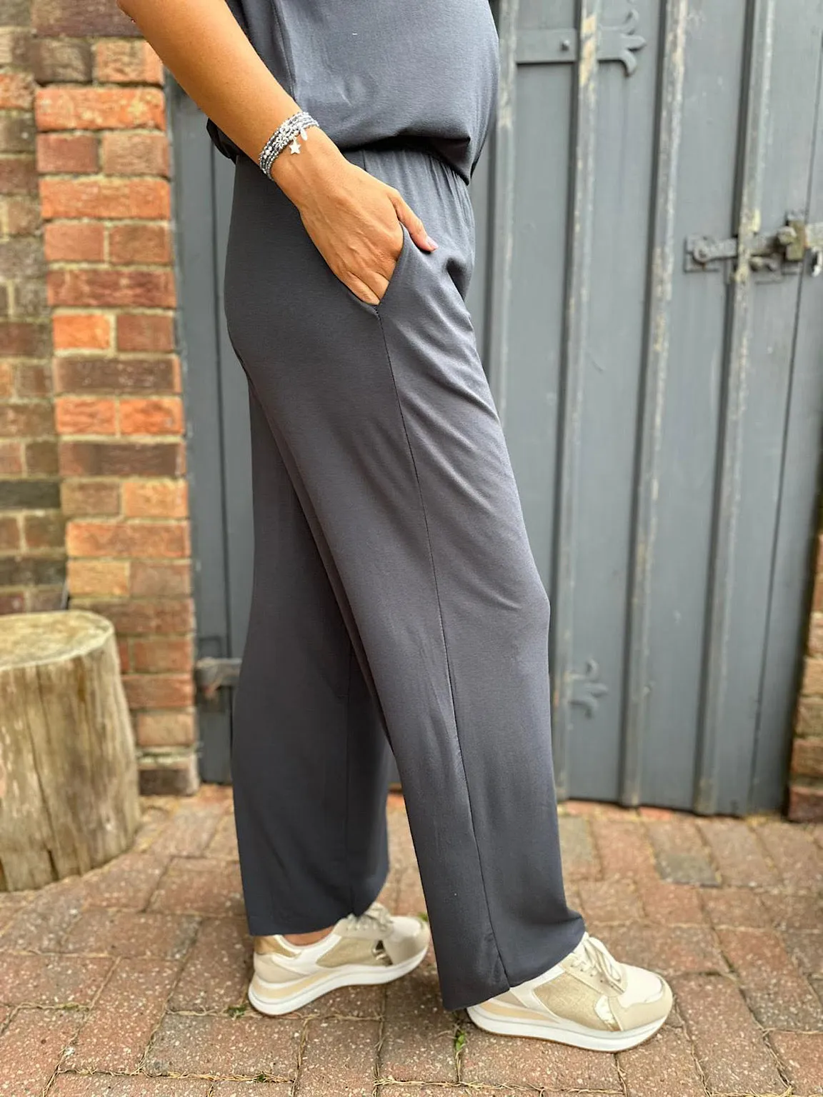 Charcoal Wide Leg Relaxed Trousers Tammy