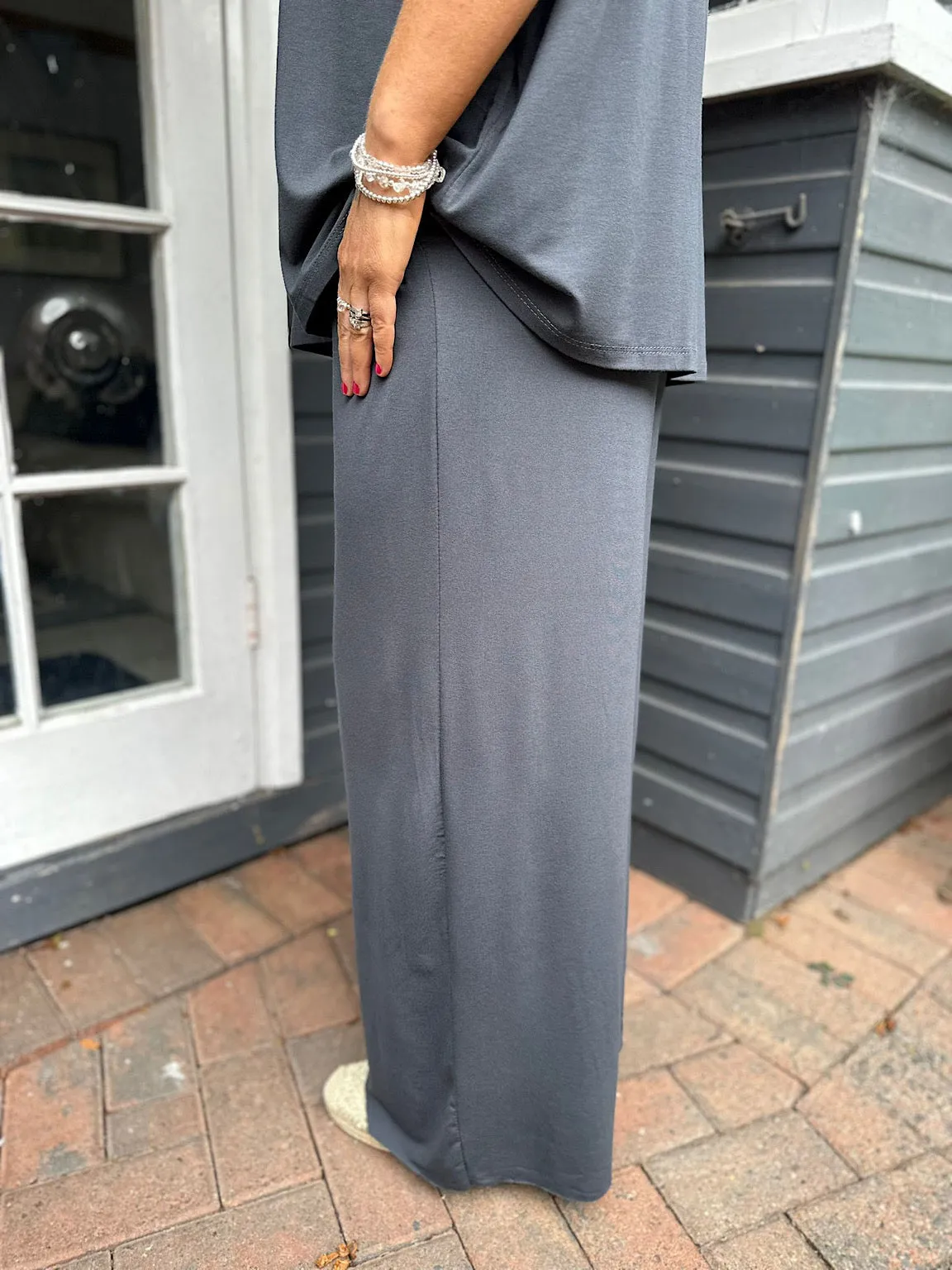 Charcoal Wide Leg Relaxed Trousers Tammy