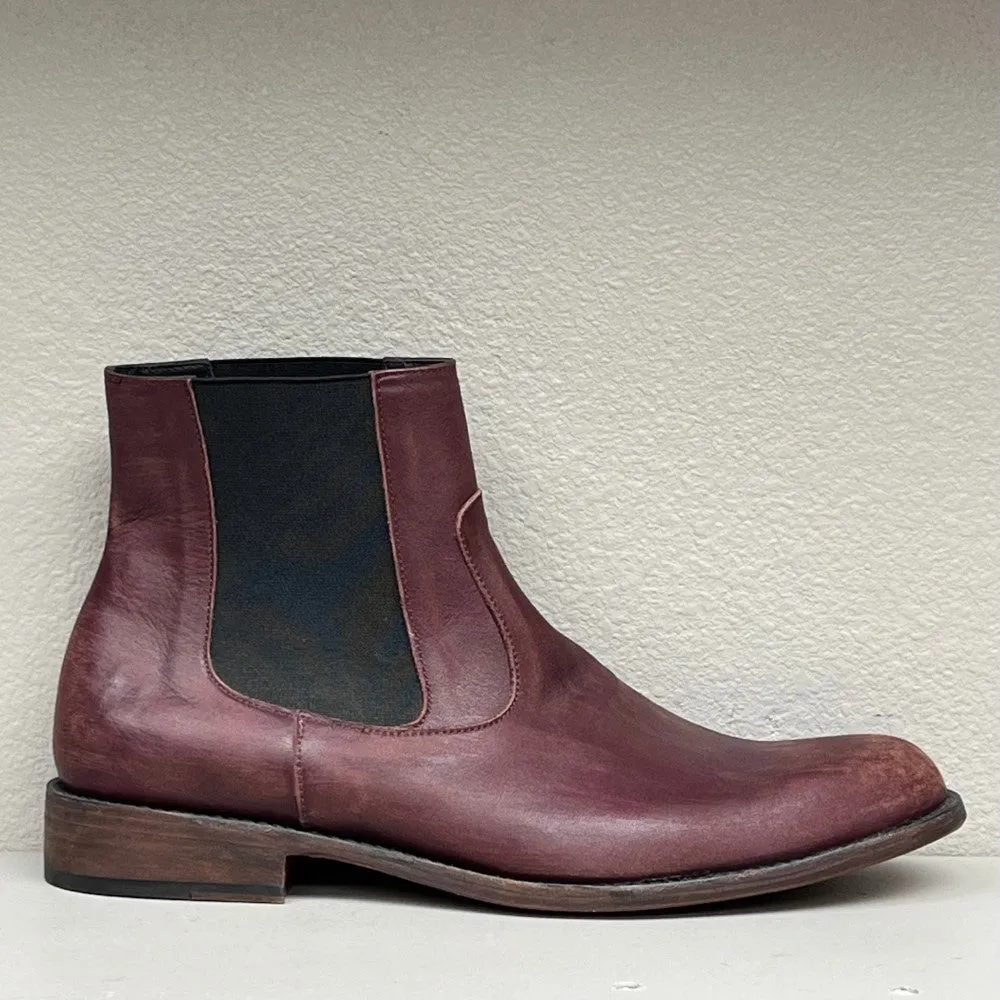 Chelsea Boot- slip on / Bordeux leather -hand distressed/ leather sole