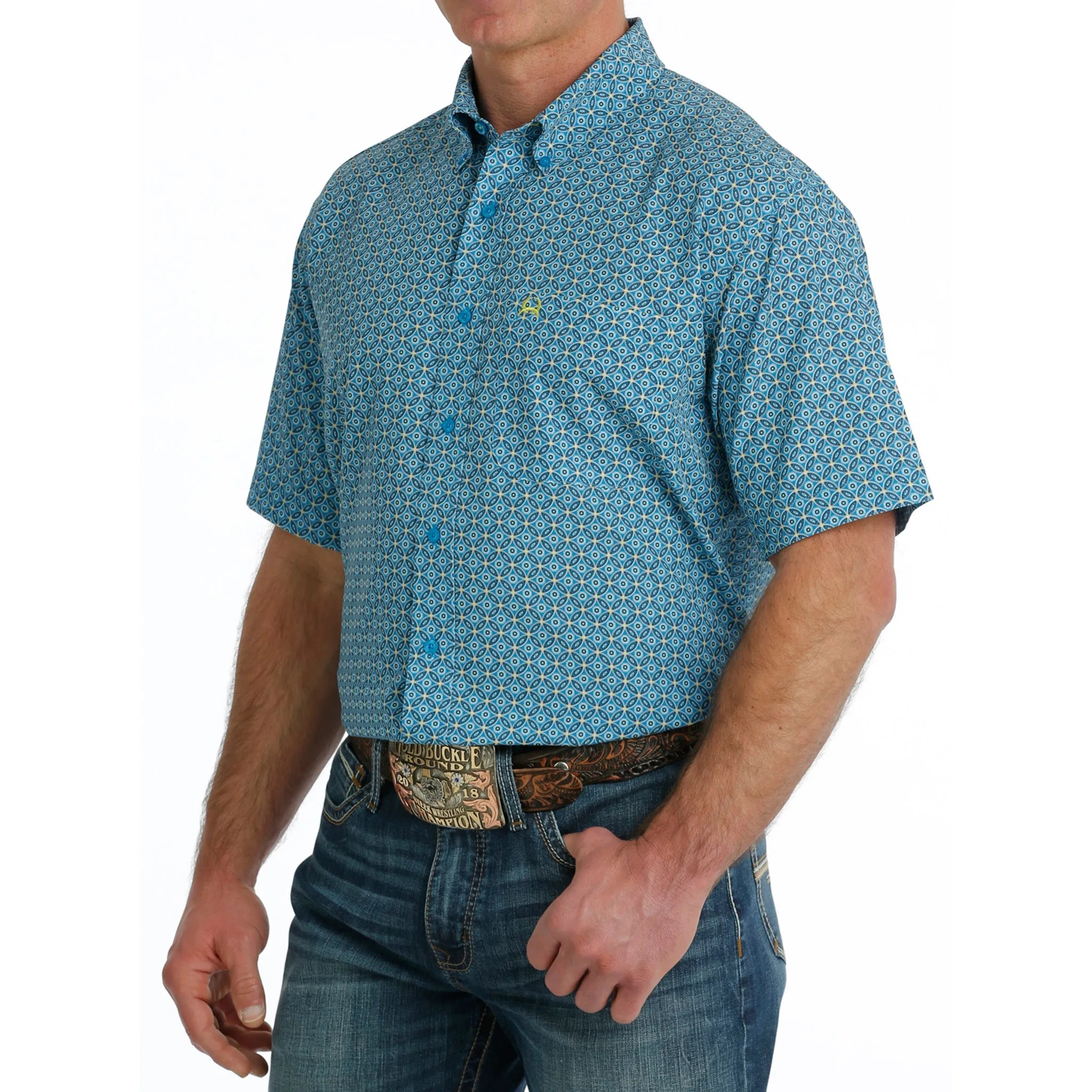 Cinch Men's Short Sleeve Blue  Arenaflex