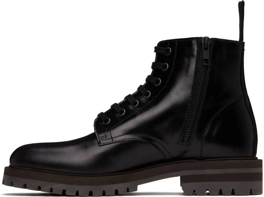 Common Projects Black Leather Combat Boots