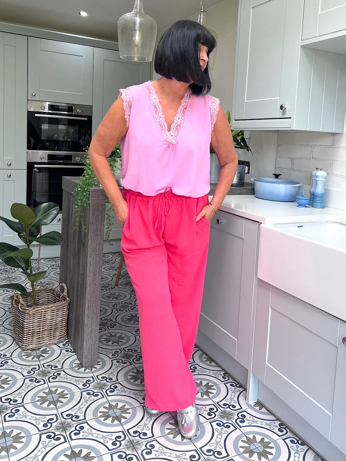 Coral Wide Leg Pocket Trousers Claudia