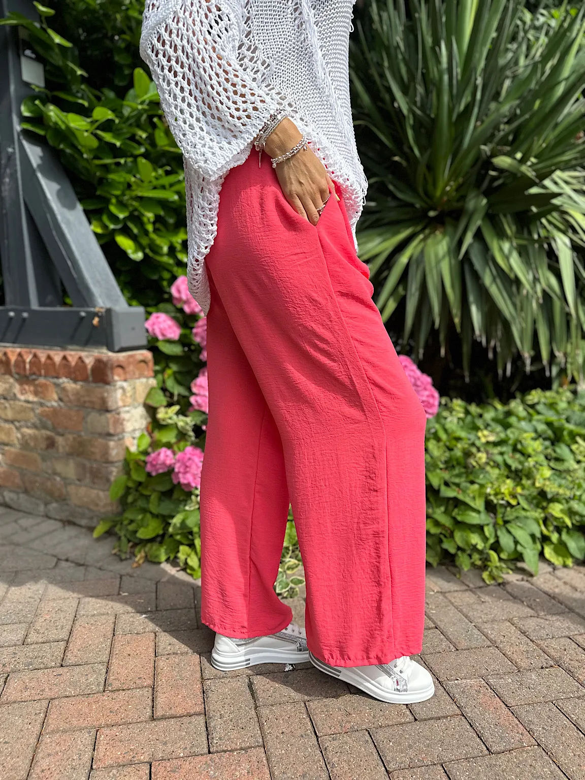 Coral Wide Leg Pocket Trousers Claudia