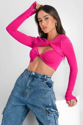 Crop top escote v cut outs con nudo