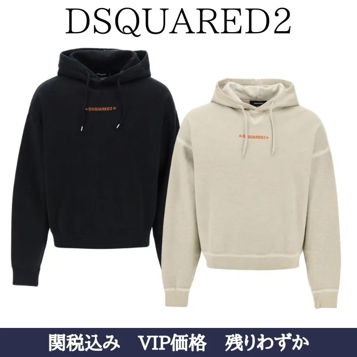 D SQUARED2  |Pullovers Street Style Long Sleeves Plain Cotton Logo Luxury