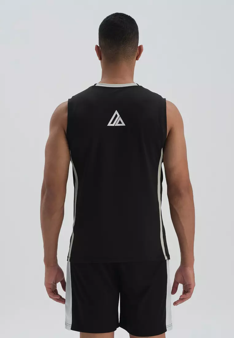 DAGİ Black Tanktop, Crew Neck, Regular Fit, Activewear for Men