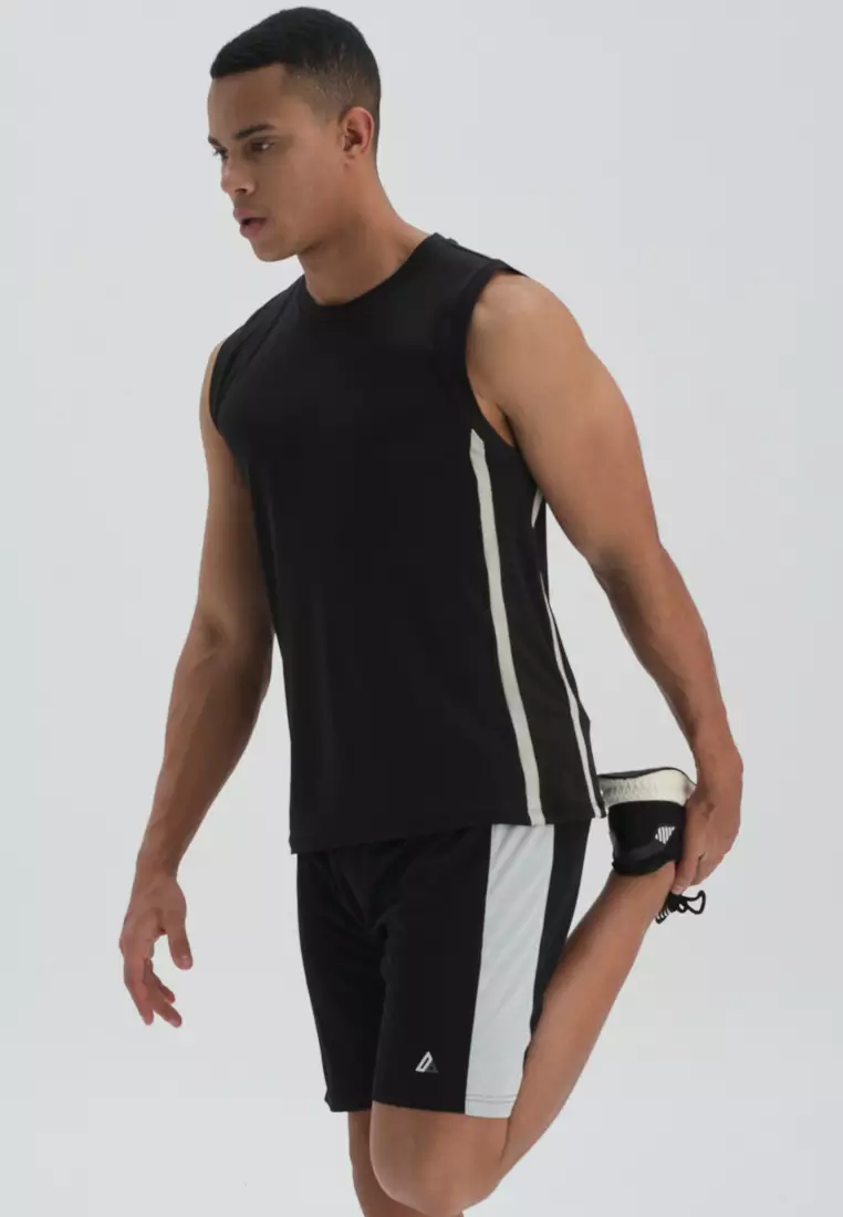 DAGİ Black Tanktop, Crew Neck, Regular Fit, Activewear for Men