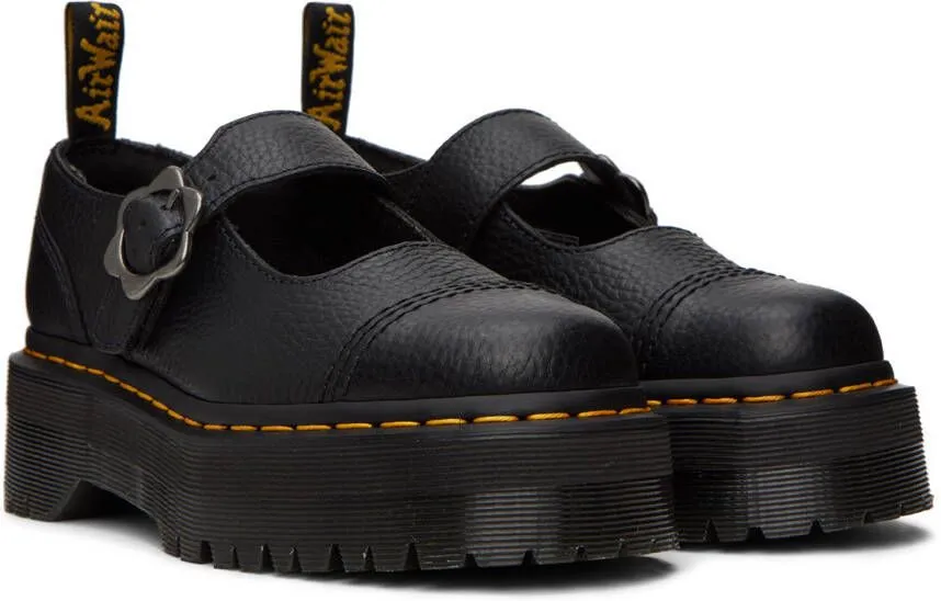 Dr. Martens Black Addina Flower Mary Jane Platform Oxfords