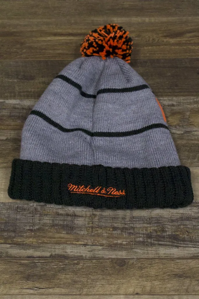 Ducks beanie | Anaheim Ducks Circle Patch Mitchell and Ness Multicolor Pom Knit Beanie