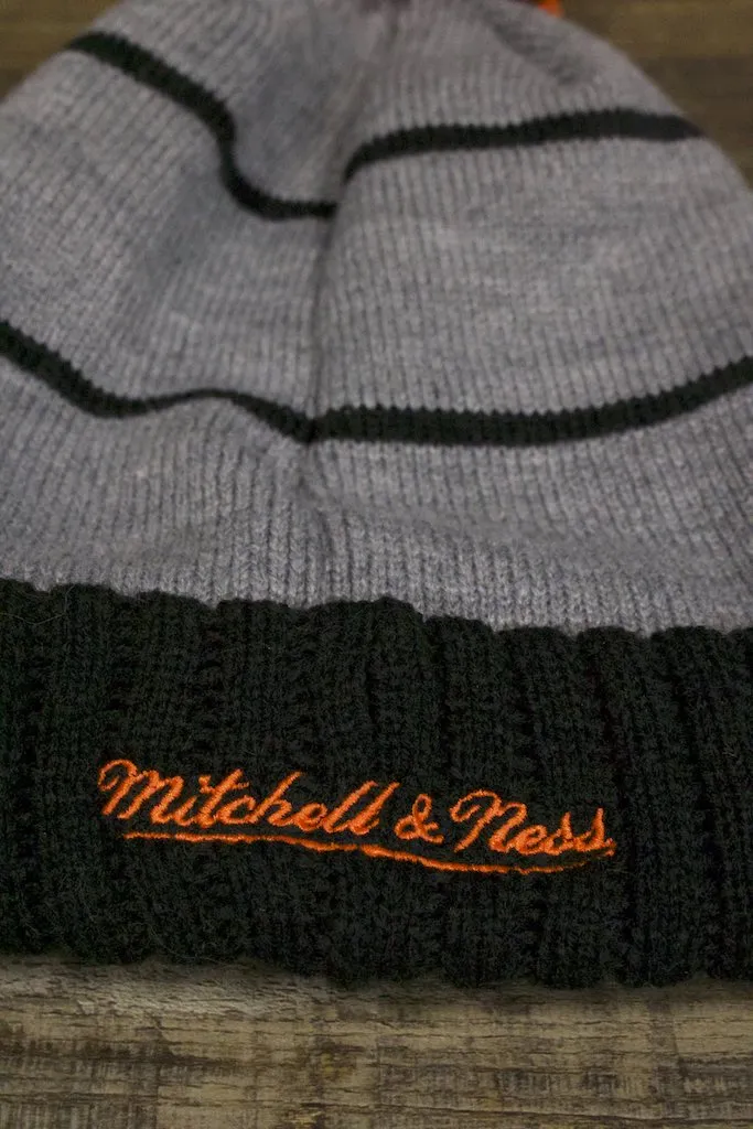 Ducks beanie | Anaheim Ducks Circle Patch Mitchell and Ness Multicolor Pom Knit Beanie