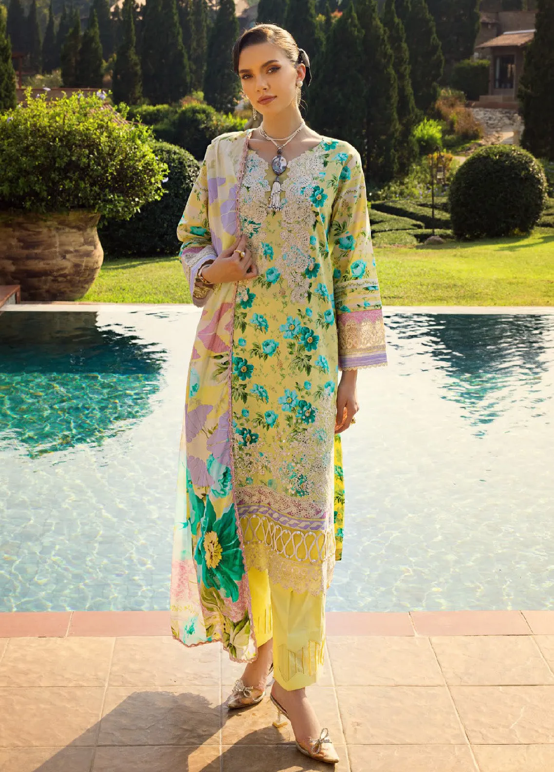 Elaf Chikankari Lawn Unstitched 3 Piece Suit - EL24CL ECT 6B