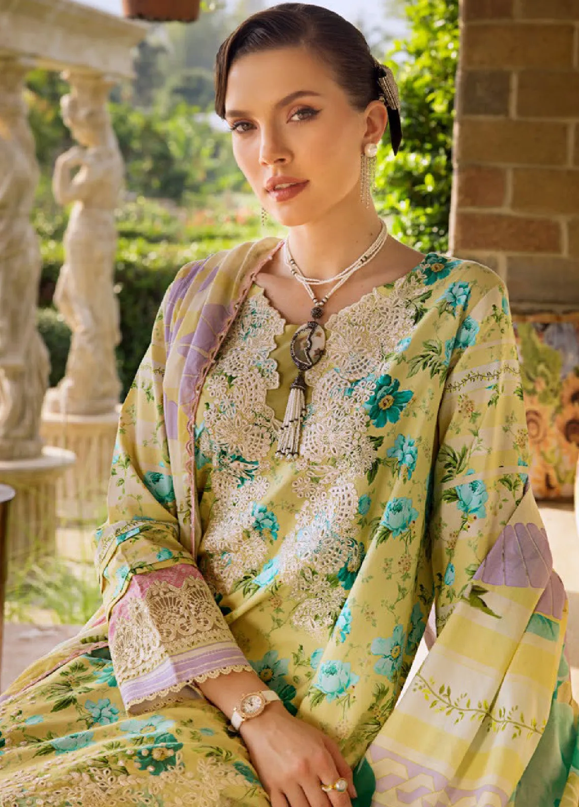 Elaf Chikankari Lawn Unstitched 3 Piece Suit - EL24CL ECT 6B