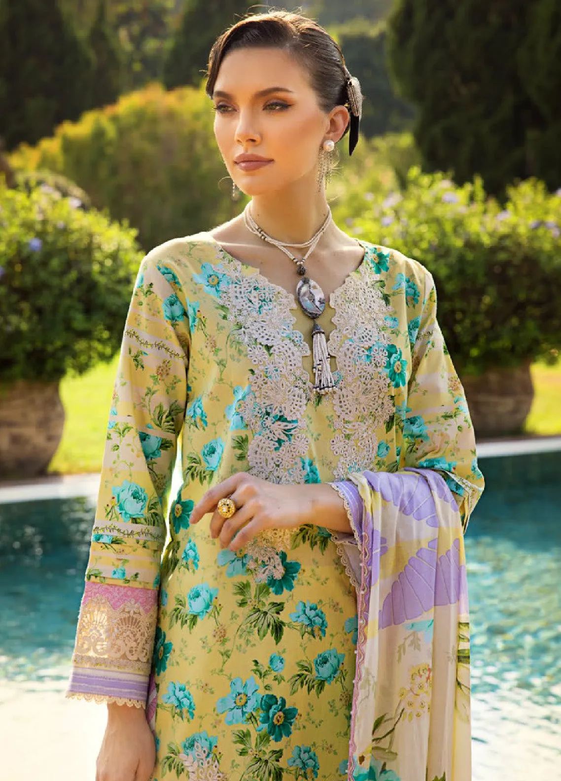 Elaf Chikankari Lawn Unstitched 3 Piece Suit - EL24CL ECT 6B