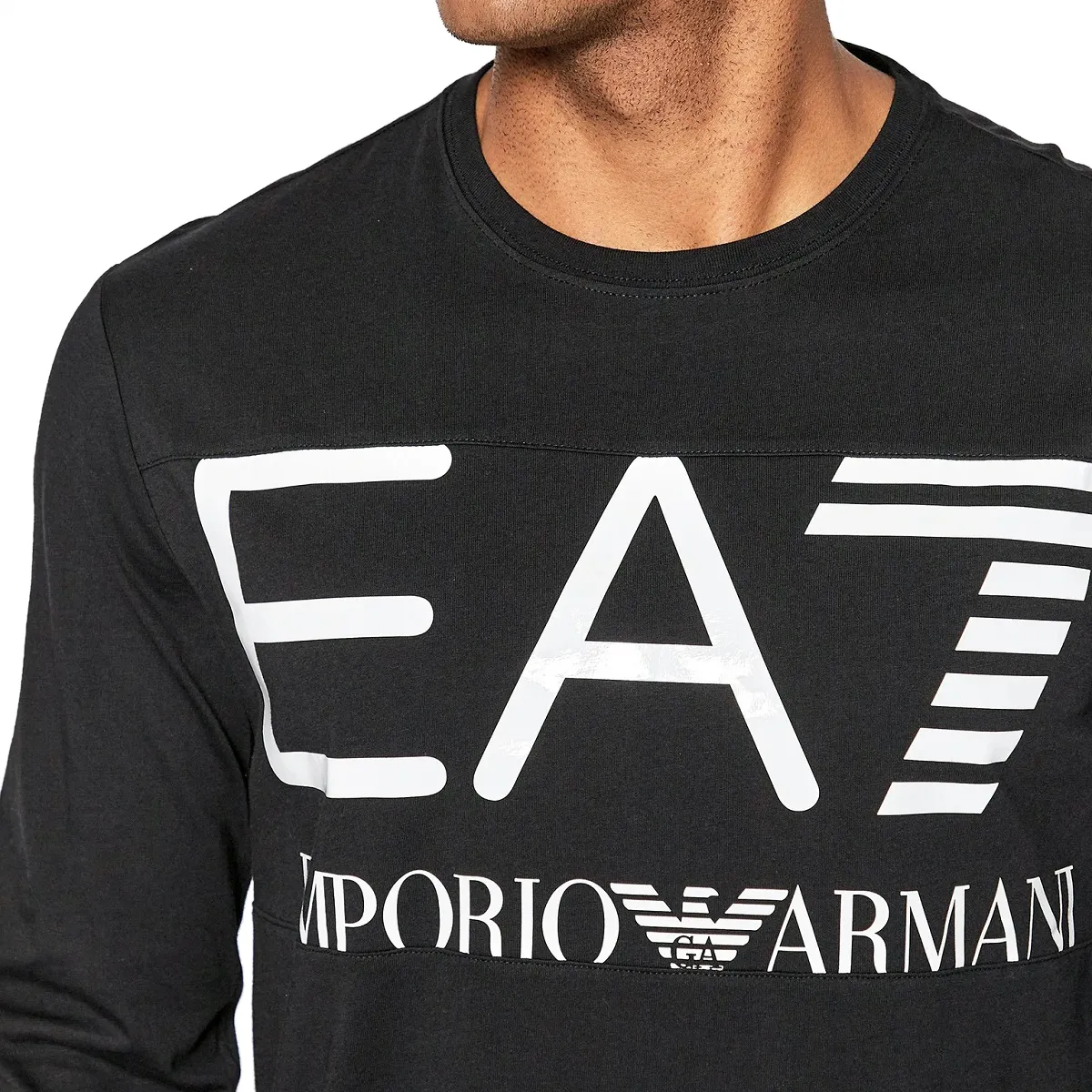 EMPORIO ARMANI  |Crew Neck Long Sleeves Cotton Long Sleeve T-shirt Logo