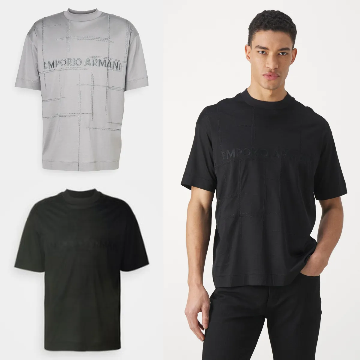 EMPORIO ARMANI  |Crew Neck Pullovers Street Style Plain Cotton Short Sleeves