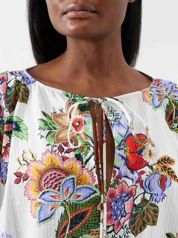 ETRO  |Flower Patterns Casual Style Silk Cropped Long Sleeves