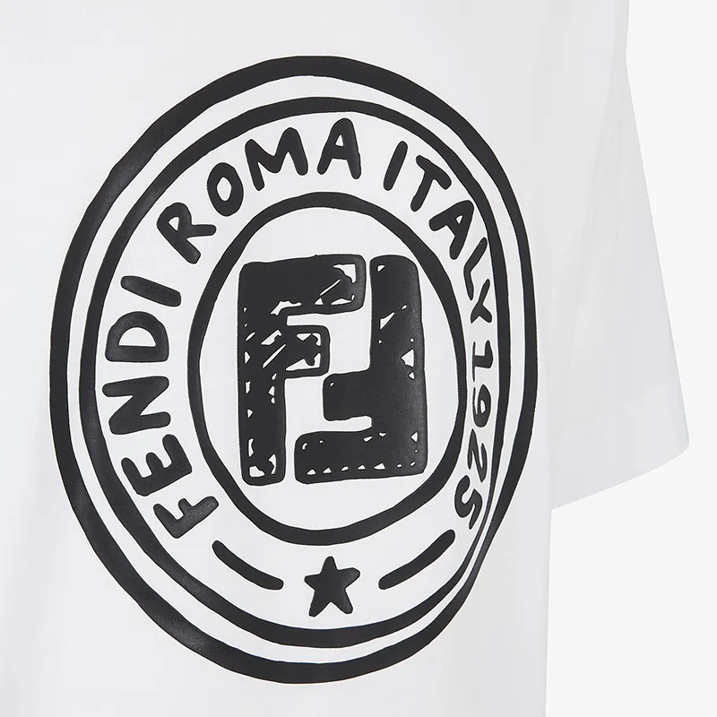 FENDI  |Pullovers Street Style U-Neck Cotton Short Sleeves Logo