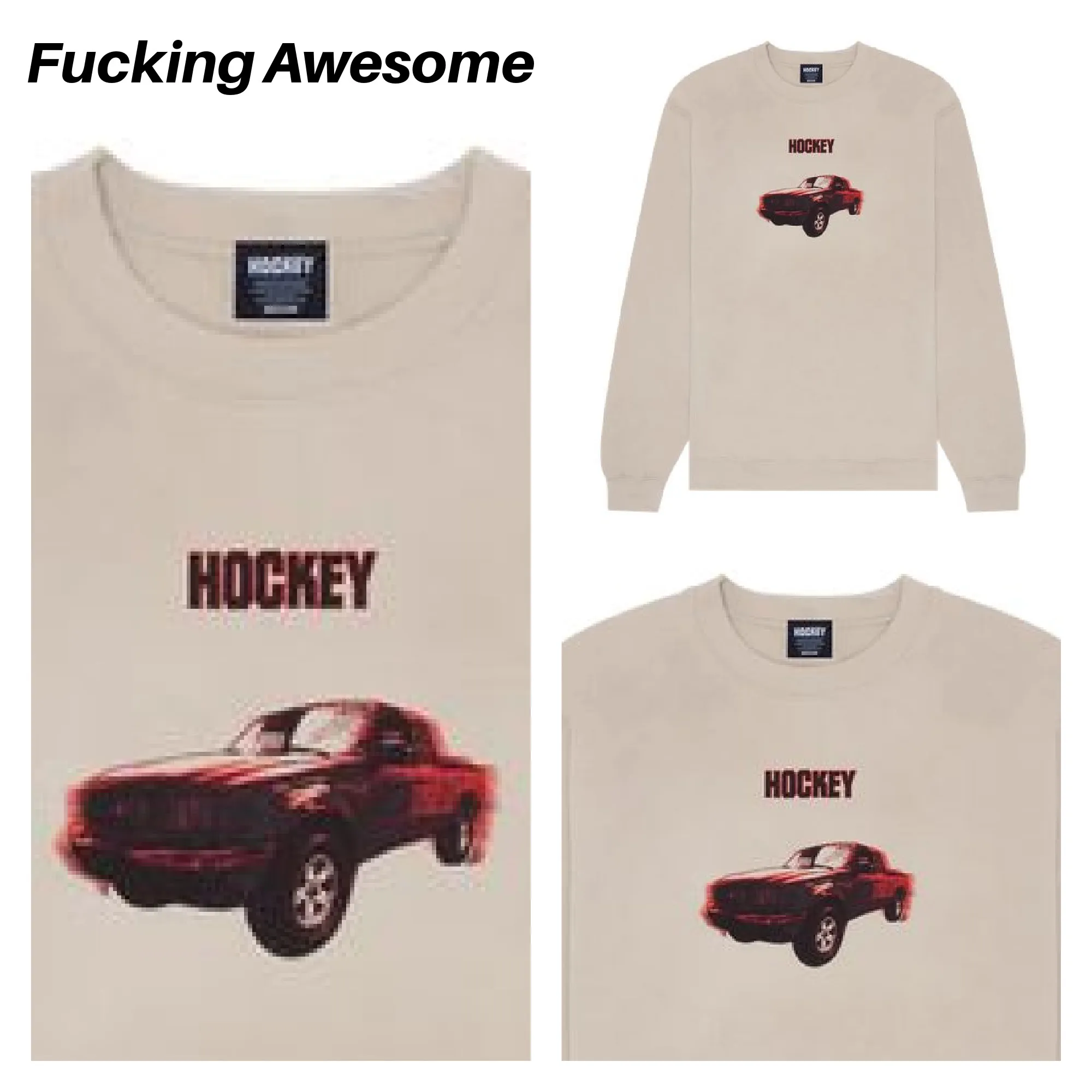 Fucking Awesome  |Crew Neck Pullovers Unisex Street Style Long Sleeves Cotton