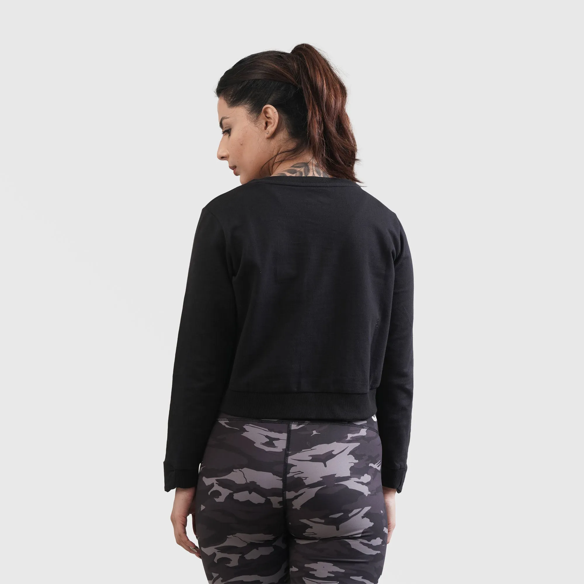 GA Cropped Sweat Shirt (Black)