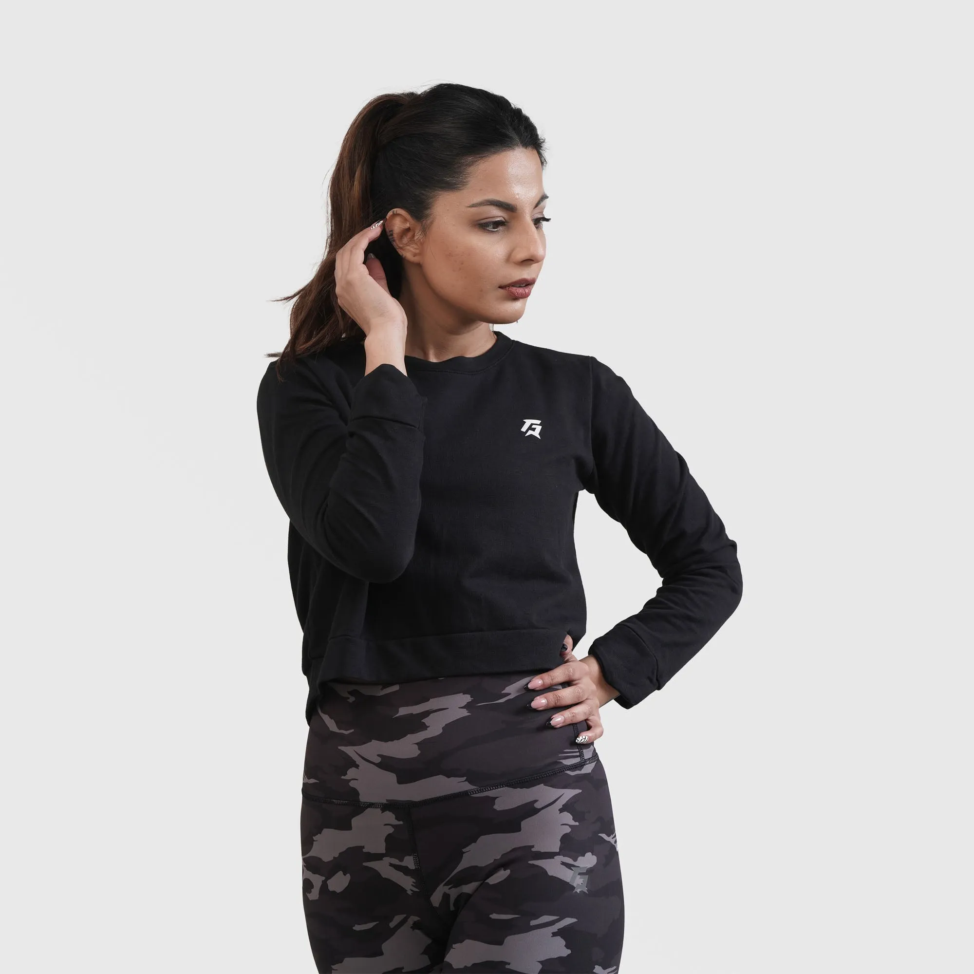 GA Cropped Sweat Shirt (Black)