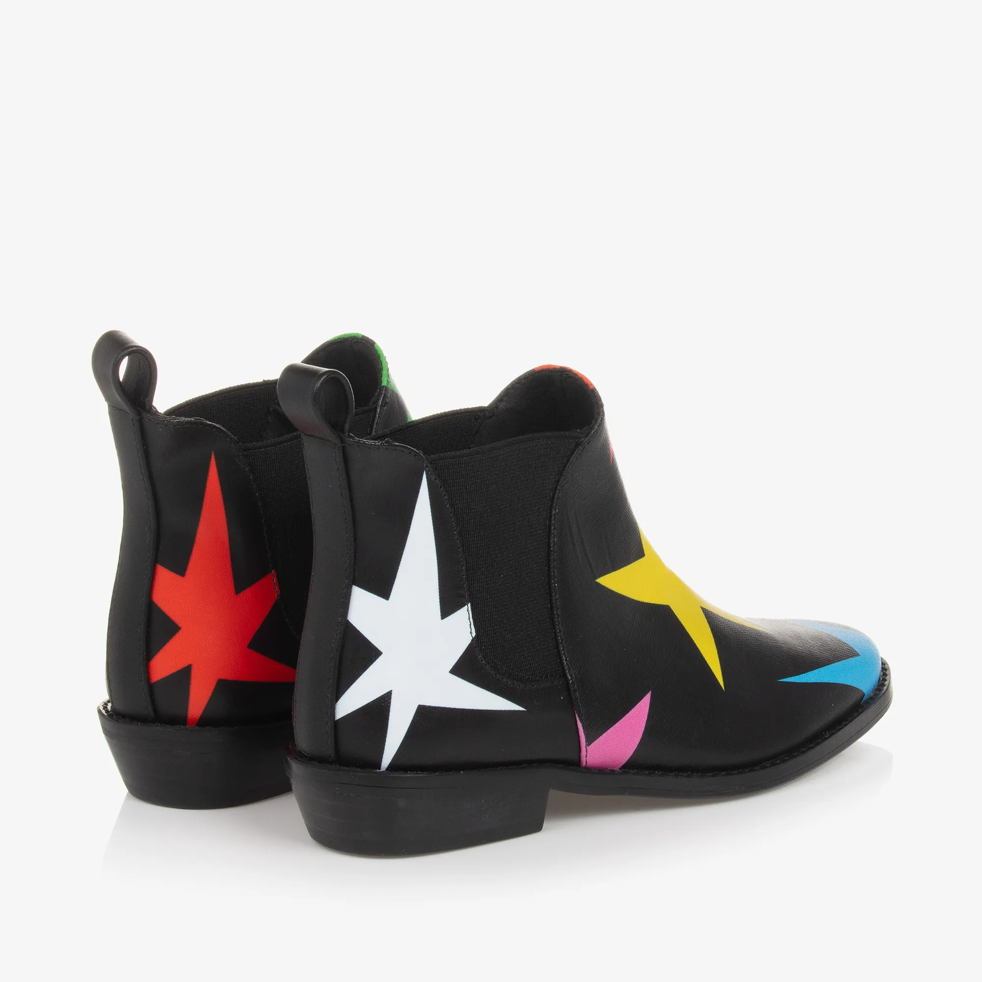 Girls Black Star Ankle Boots