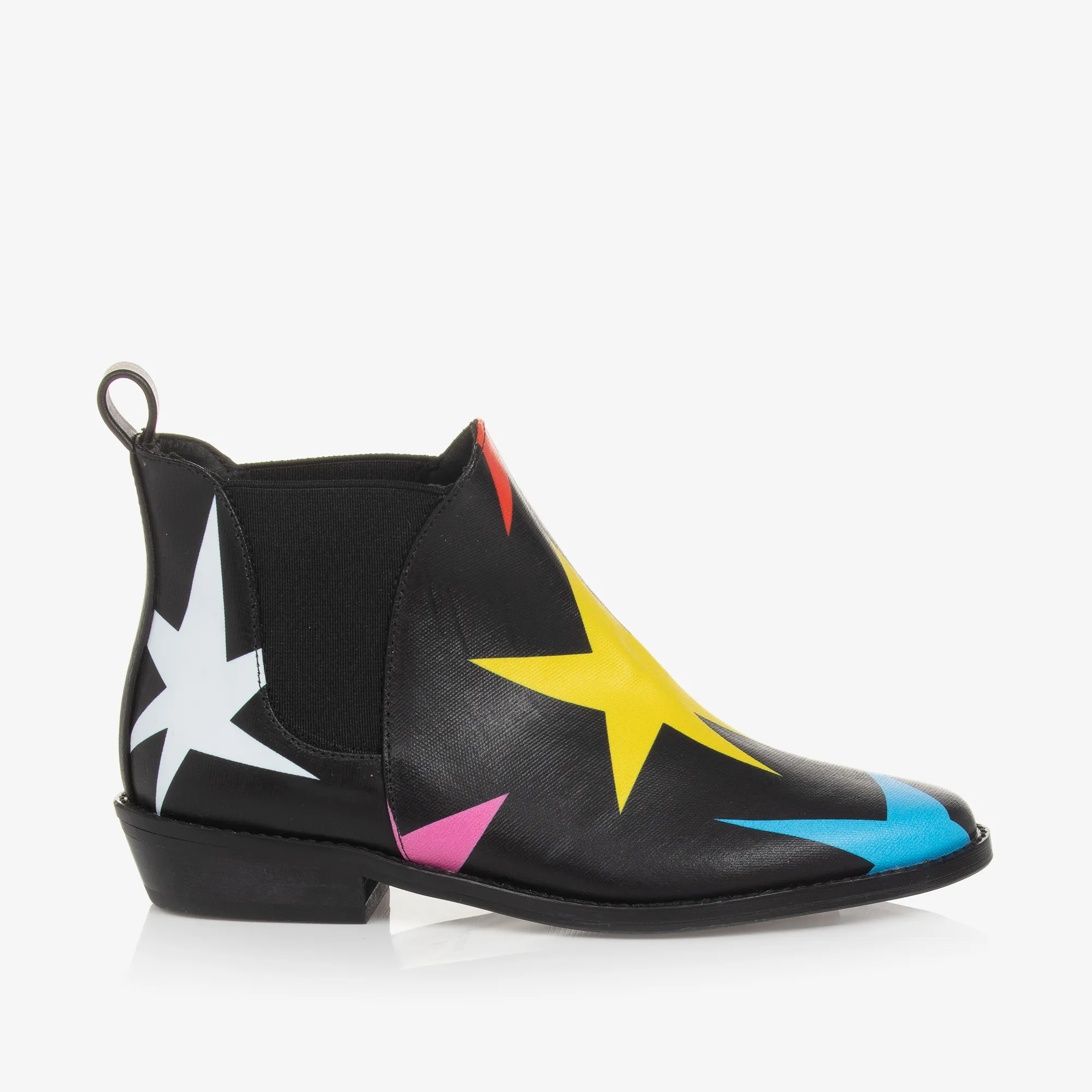 Girls Black Star Ankle Boots