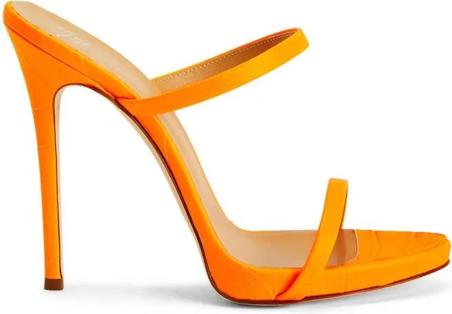 Giuseppe Zanotti Darsey 120mm double-strap leather mules Orange