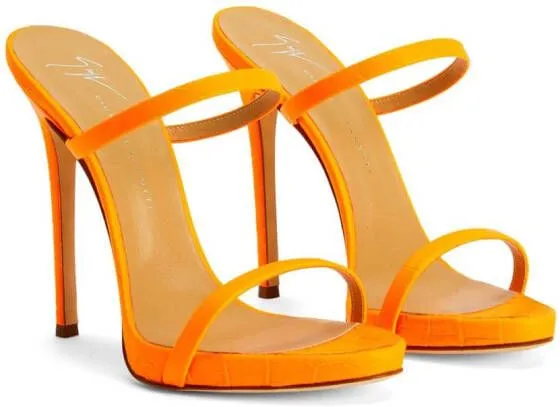 Giuseppe Zanotti Darsey 120mm double-strap leather mules Orange