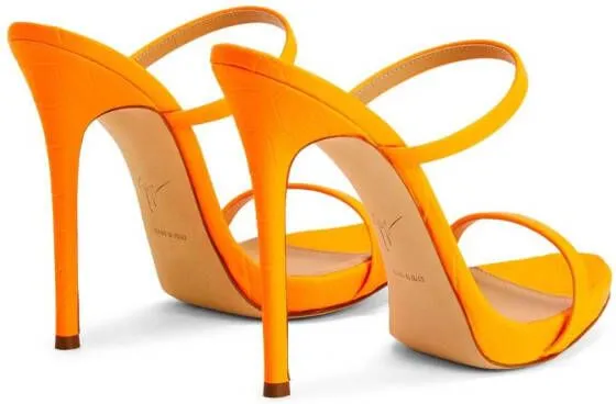 Giuseppe Zanotti Darsey 120mm double-strap leather mules Orange