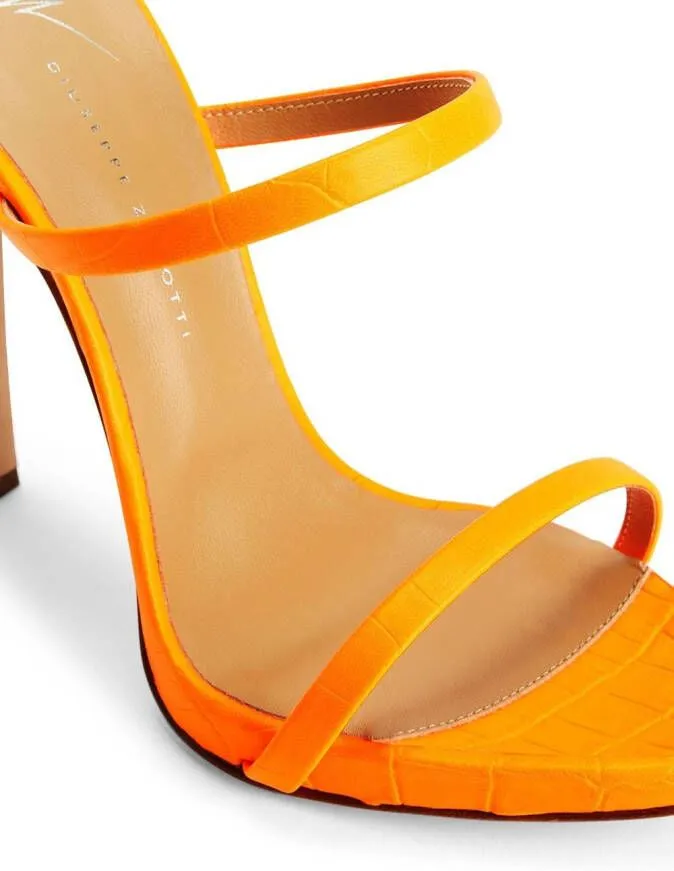 Giuseppe Zanotti Darsey 120mm double-strap leather mules Orange