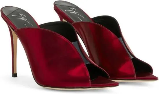 Giuseppe Zanotti Intriigo Muse 105mm pointed leather mules Red