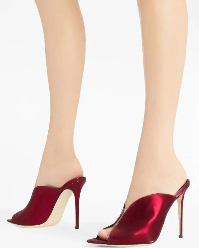 Giuseppe Zanotti Intriigo Muse 105mm pointed leather mules Red