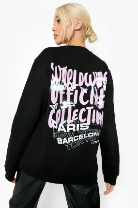 Graffiti Back Print Oversized Sweater