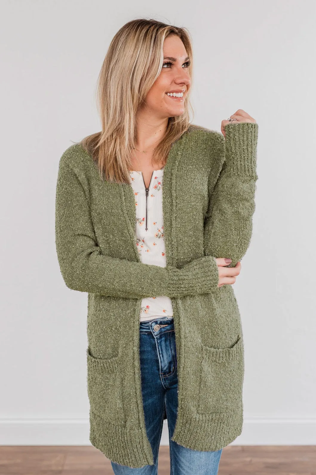 Head Turning Long Knit Cardigan- Sage