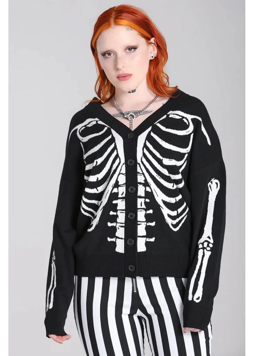 Hell Bunny Skeleton Cardigan Black White