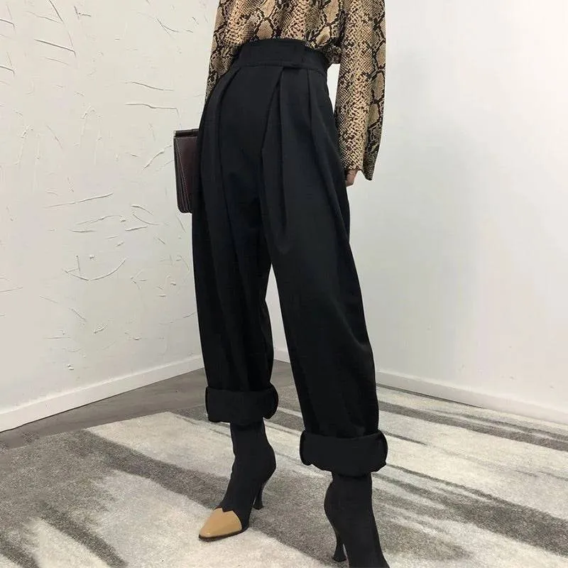 High Waist Loose Pleated Wide Leg Pants