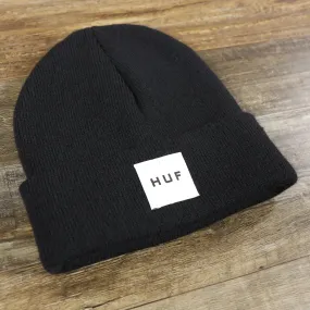 Huf Box Logo Patch Black Raised Cuff Beanie