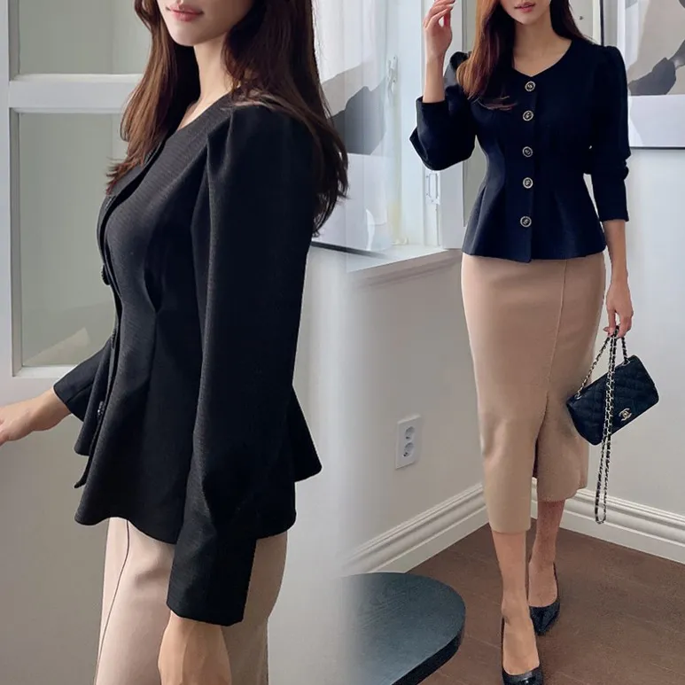 I AM MARI  |Tweed Long Sleeves Party Style Office Style Elegant Style