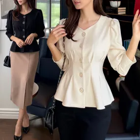 I AM MARI  |Tweed Long Sleeves Party Style Office Style Elegant Style