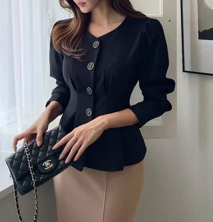 I AM MARI  |Tweed Long Sleeves Party Style Office Style Elegant Style