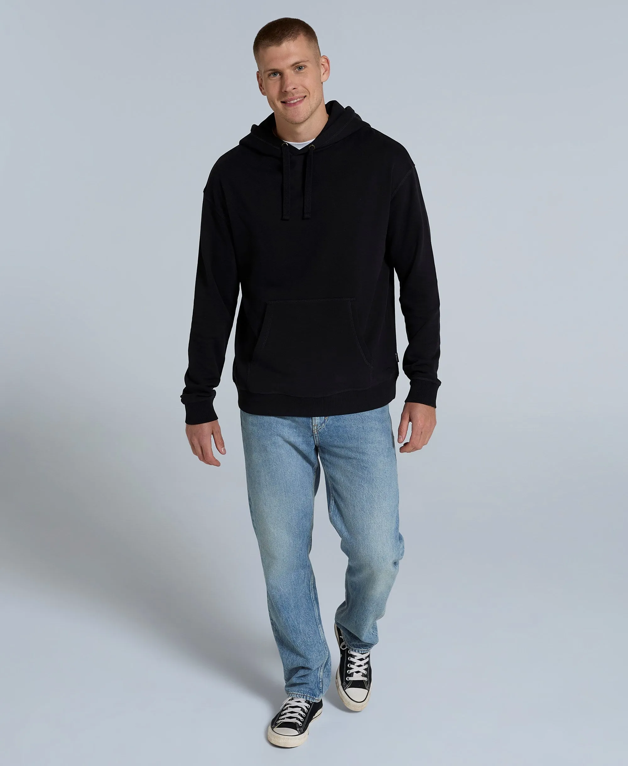 Icon Mens Drop Shoulder Hoodie - Jet Black