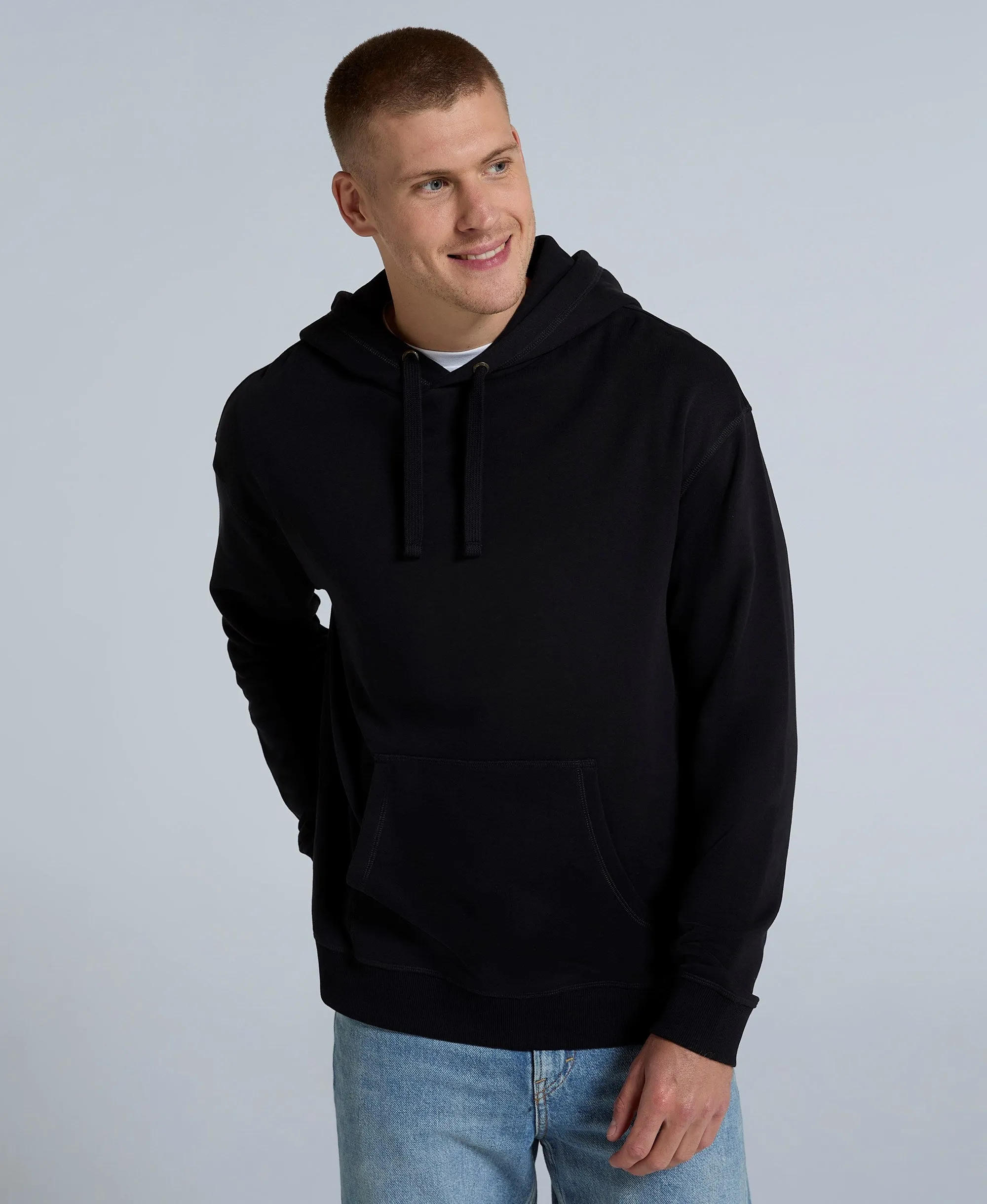 Icon Mens Drop Shoulder Hoodie - Jet Black