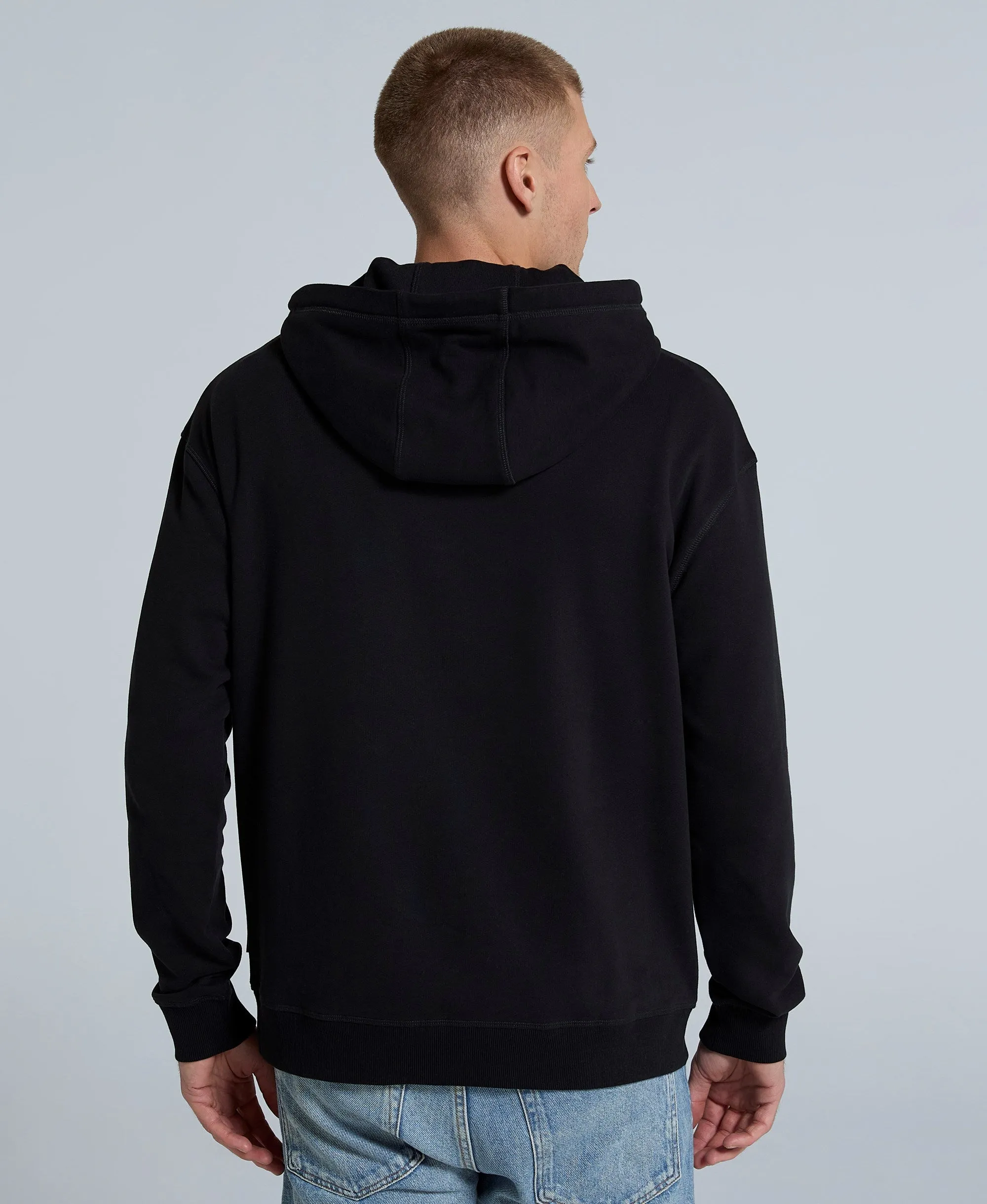 Icon Mens Drop Shoulder Hoodie - Jet Black