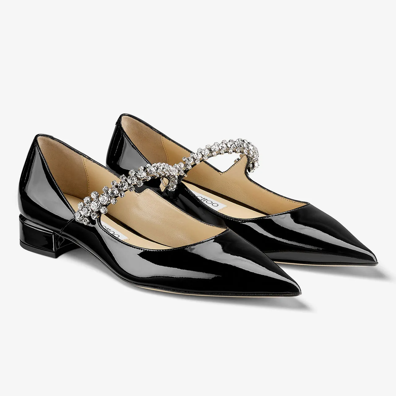 JIMMY CHOO Bing Patent Leather Ballet Flats - Black