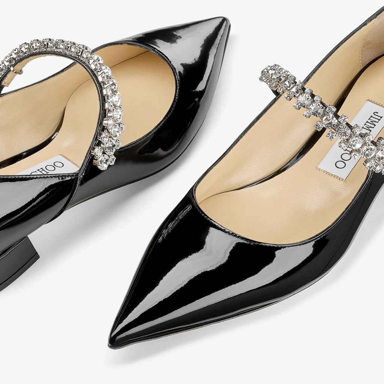 JIMMY CHOO Bing Patent Leather Ballet Flats - Black