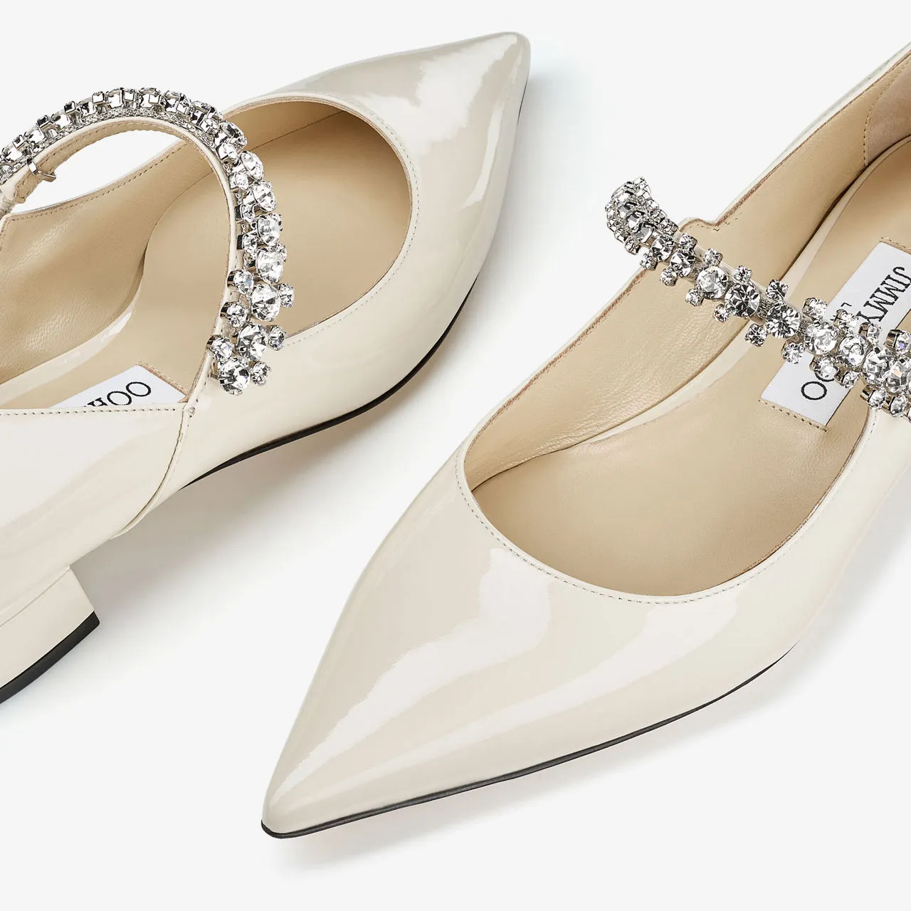 JIMMY CHOO Bing Patent Leather Ballet Flats - Cream