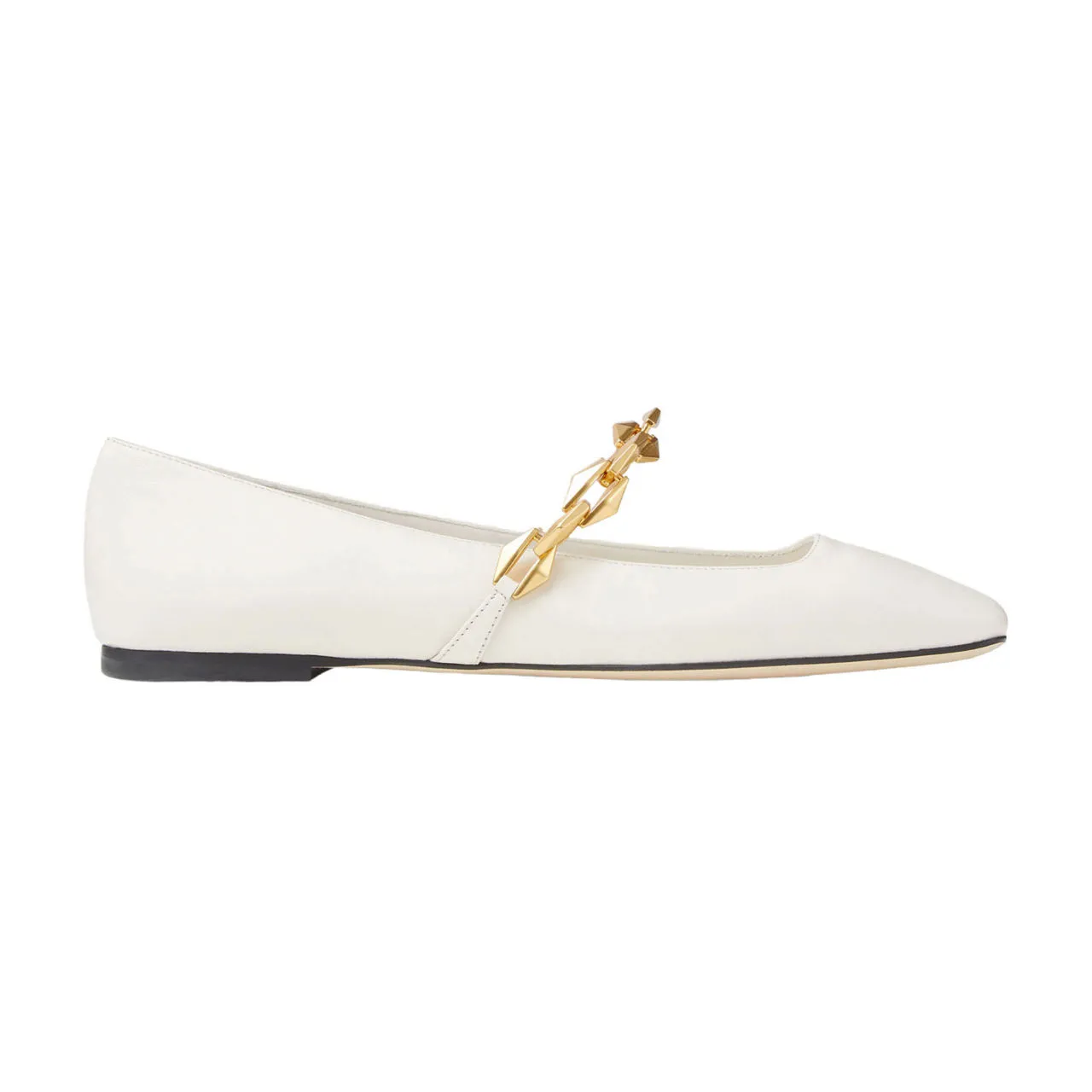 JIMMY CHOO Diamond Tilda Chain Leather Ballet Flats - White